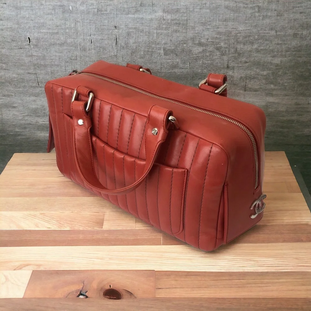Coral Chanel Mademoiselle Boston Bag